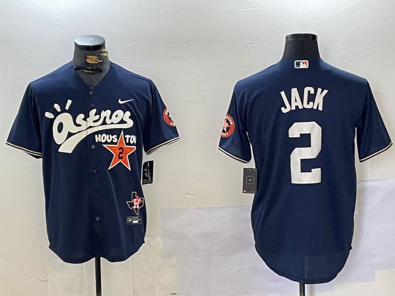 Men Houston Astros #2 Jack Blue Second generation joint name Nike 2024 MLB Jersey style 1->->MLB Jersey